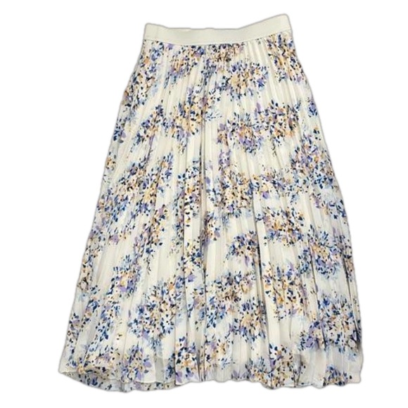 Vince Camuto Pleated Pull-On Midi Skirt Size Small Elastic Waistband Flowy - Picture 9 of 10